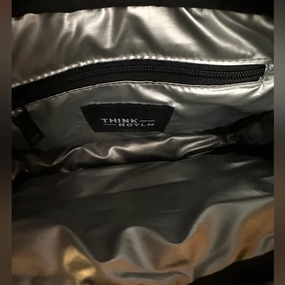 Think Royln The Trinity Handbag Black Patent Crossbody Quilted Detachable Strap - Picture 6 of 8